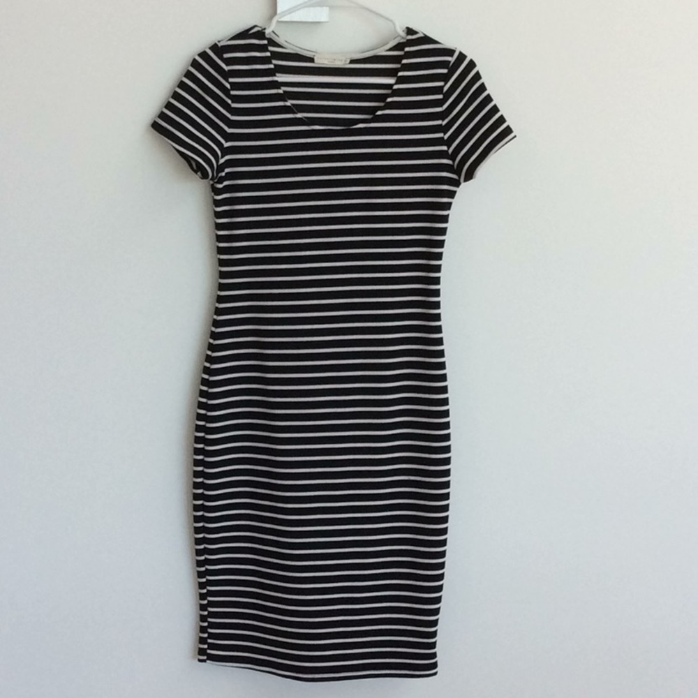 Wasabi+Mint black and white striped midi dress